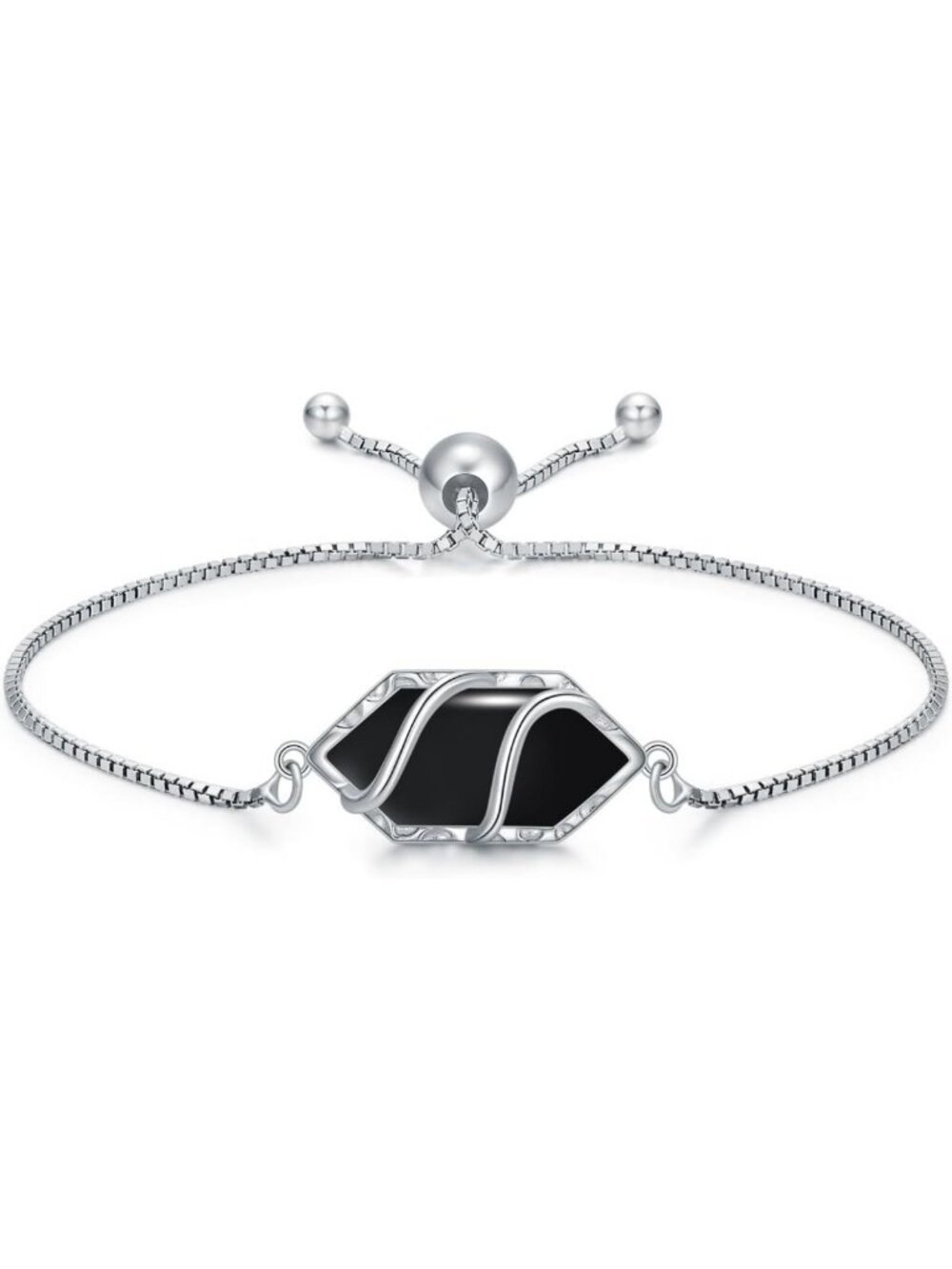 Sterling Silver Hexagon Gemstone Link Bracelet - Perfect Gift for Her, Mom, Wife